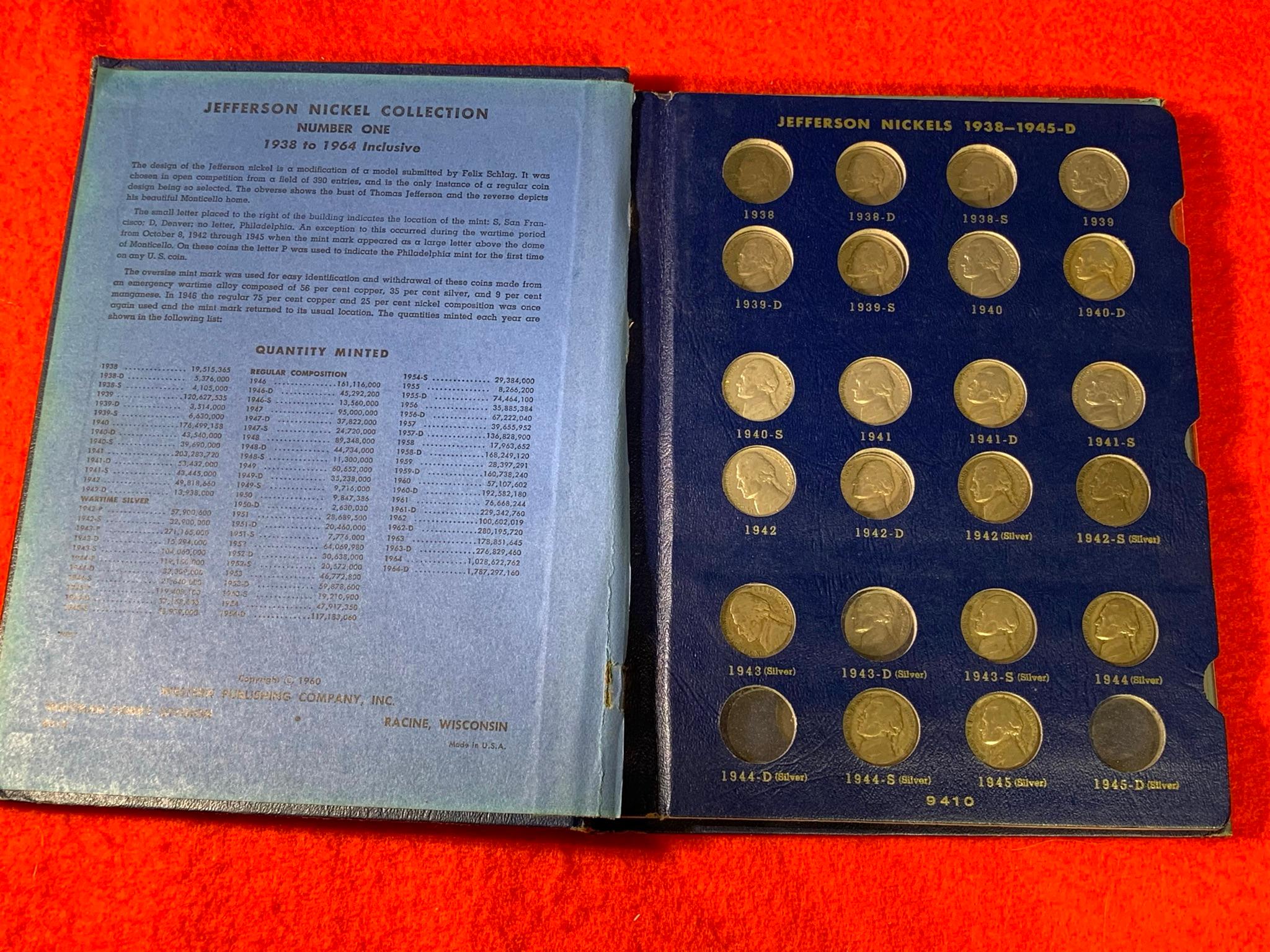 Jefferson Nickel Collection Coin Book Number One 1938 to 1964