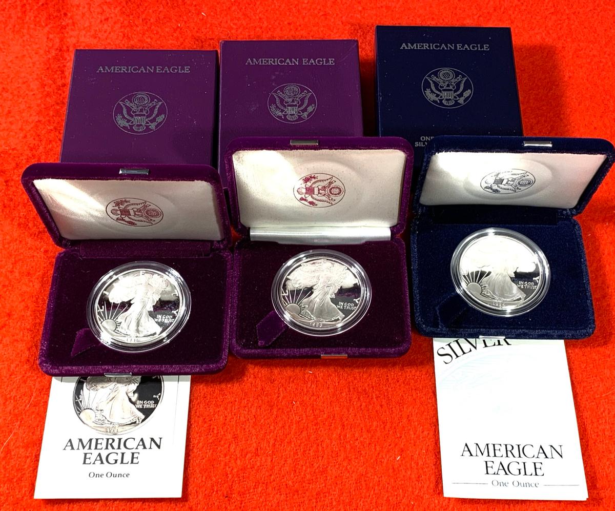 3 American Eagle One Ounce Silver Coins