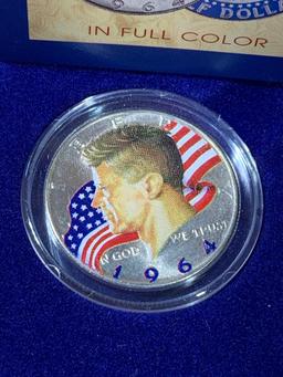 John F. Kennedy Full Color Half Dollar, Commemorative Coins & Uncirculated Coins