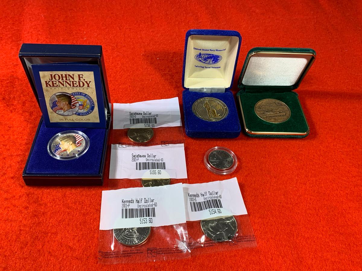 John F. Kennedy Full Color Half Dollar, Commemorative Coins & Uncirculated Coins