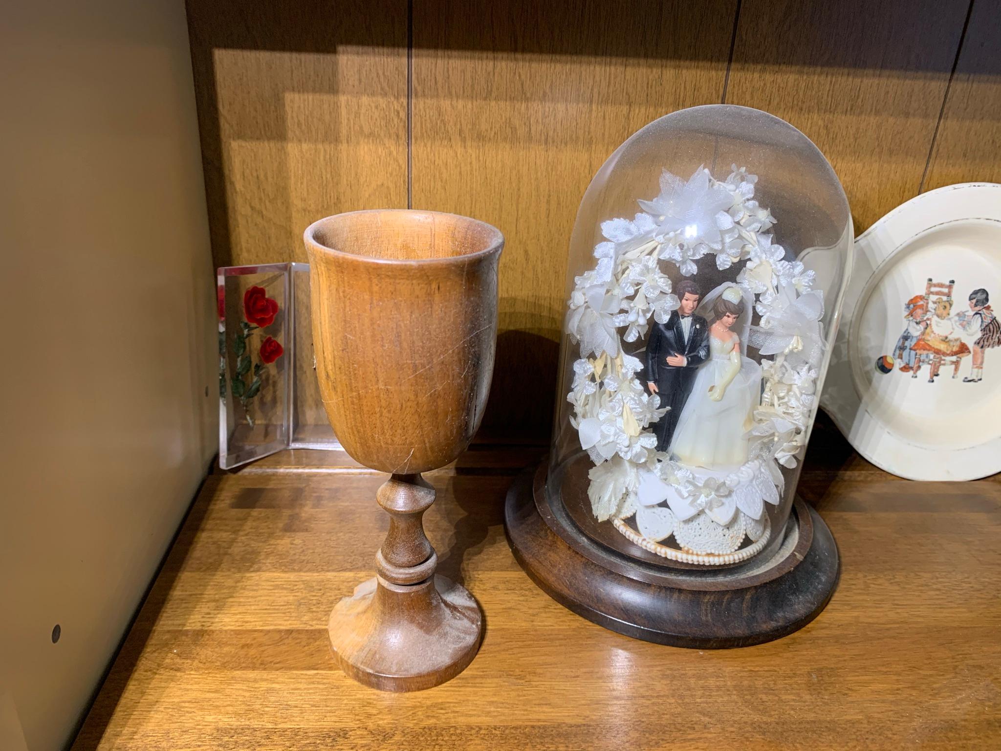 Contents of Cabinet - Decorative Glassware, Lefton Statue & More