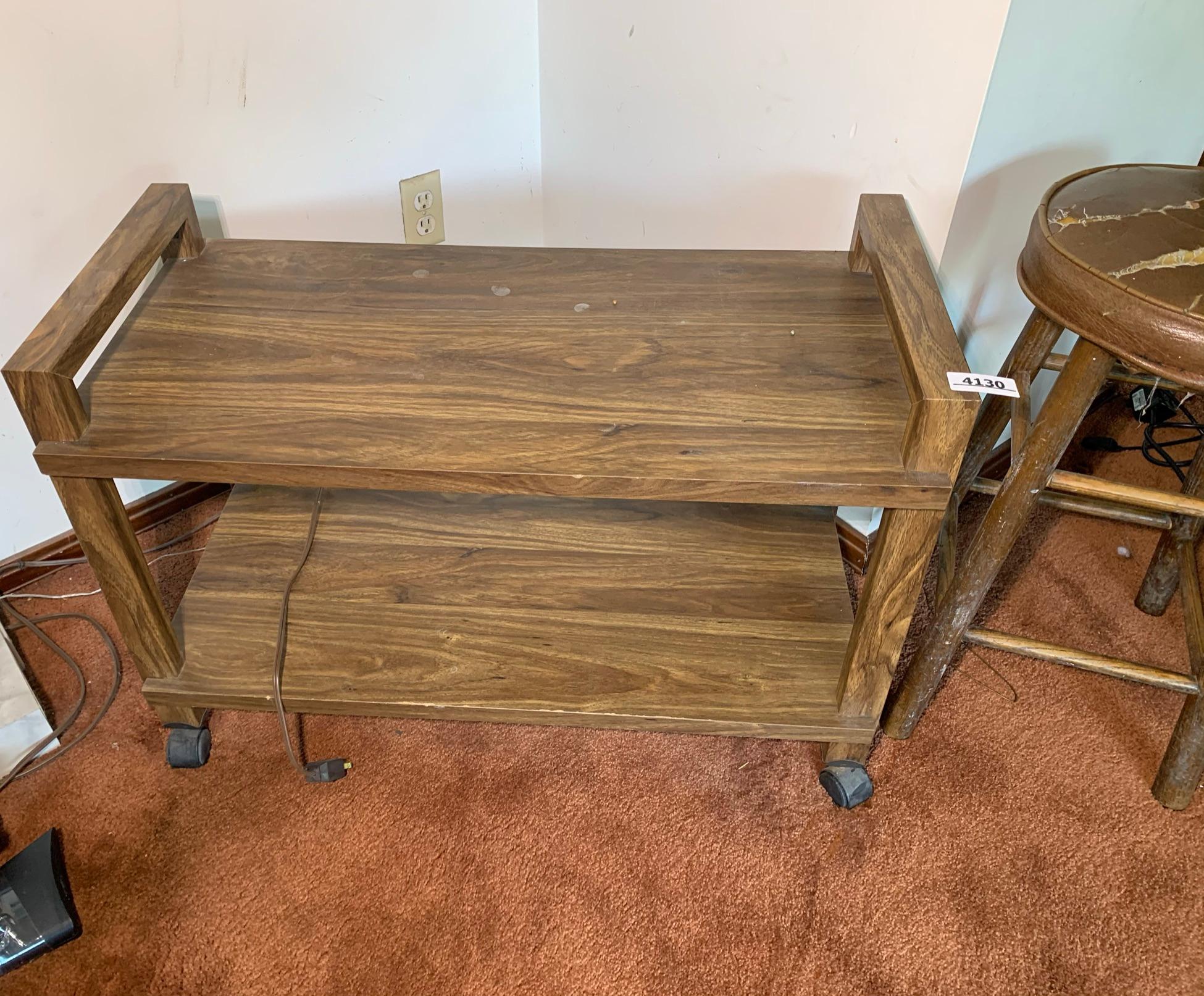 Ethan Allen Side Table, Rolling Cart and Stool