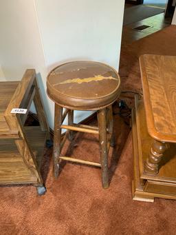 Ethan Allen Side Table, Rolling Cart and Stool