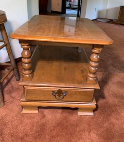 Ethan Allen Side Table, Rolling Cart and Stool