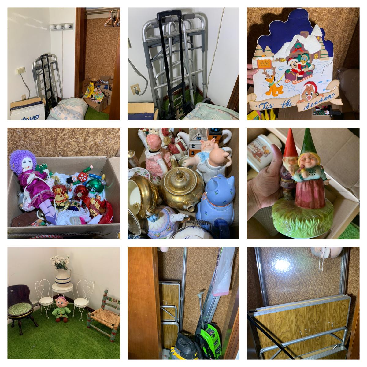 Bedroom Closet Clean Out - Holiday Items, Walkers, Tea Pots, Shower Door, & More