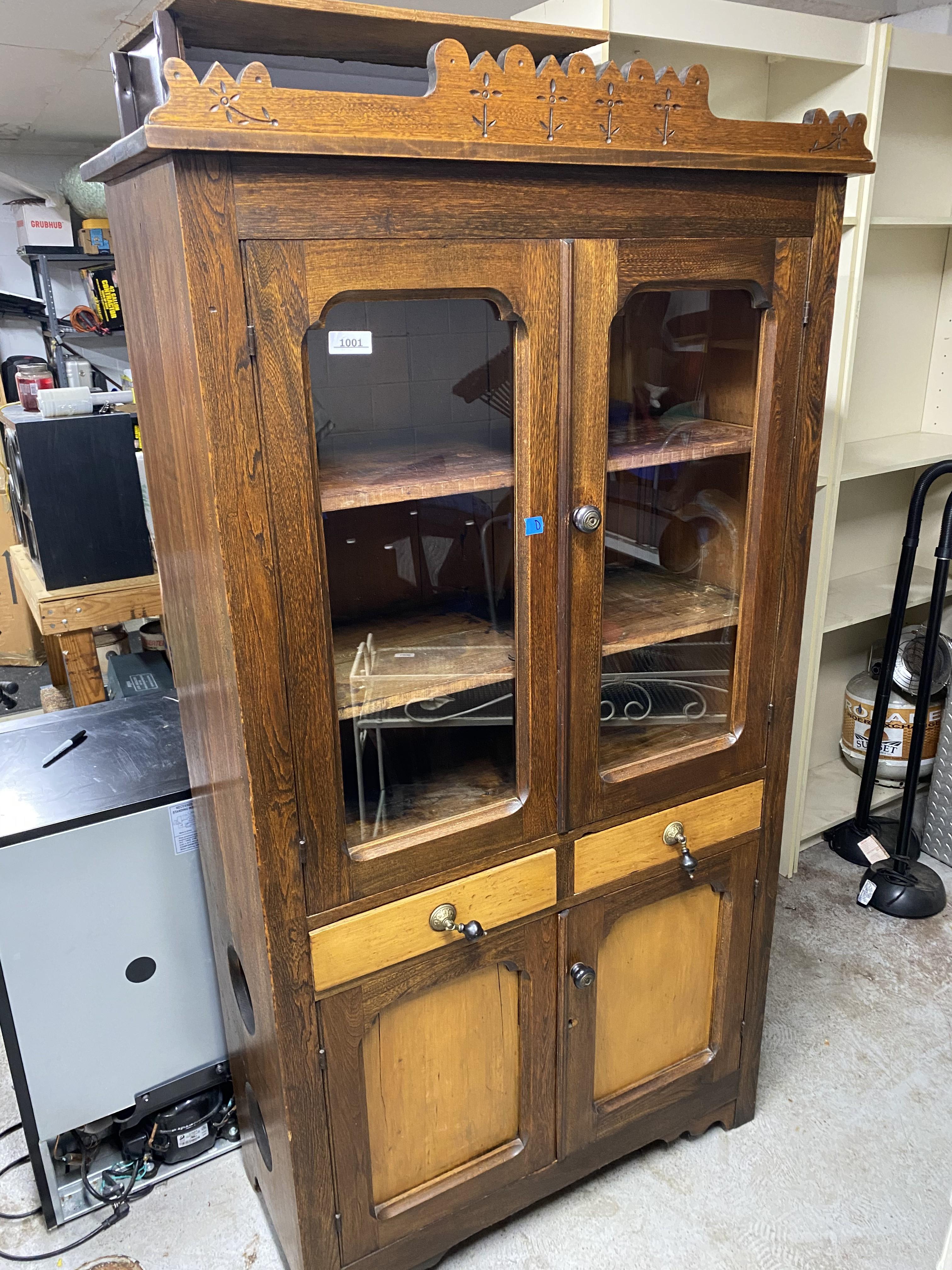 Antique c. 1880 Flat Wall Cupboard