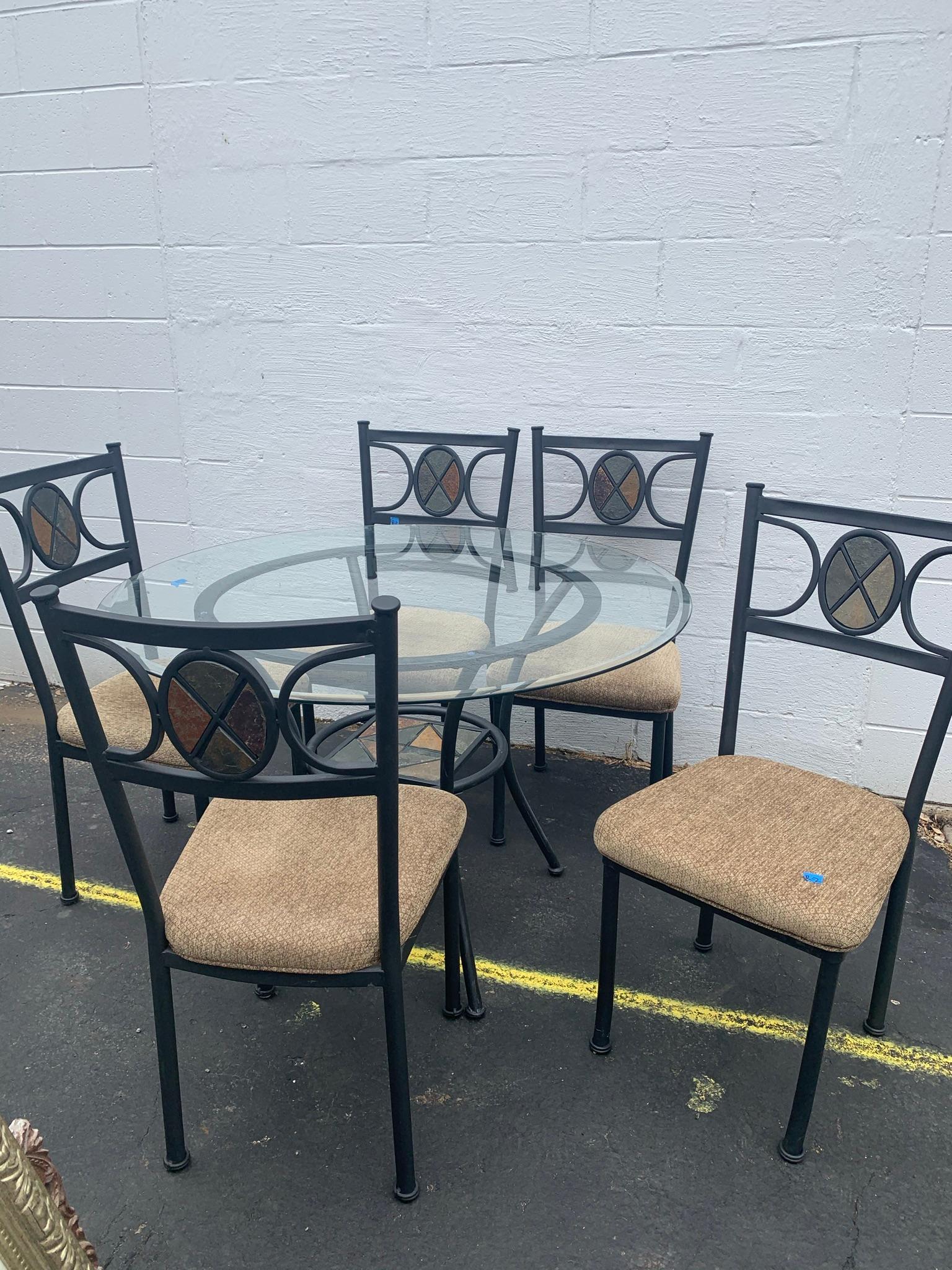 Glass Top 5 pc Dining Set