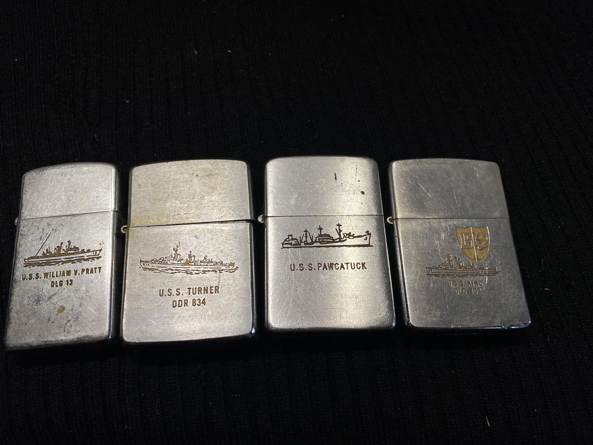 4 Vietnam or Earlier Navy Zippo Lighters