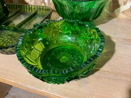 4 Green Glassware