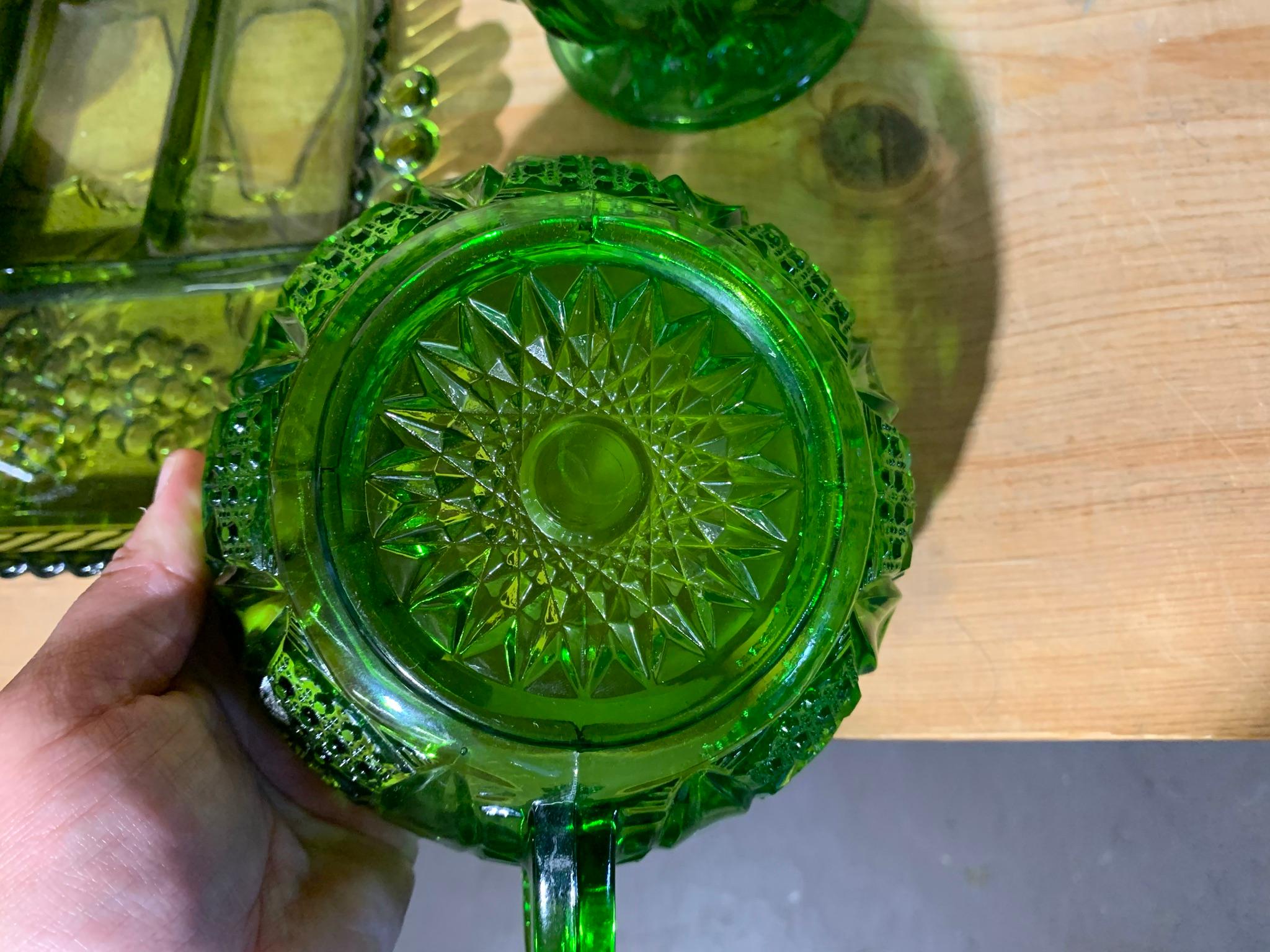 4 Green Glassware