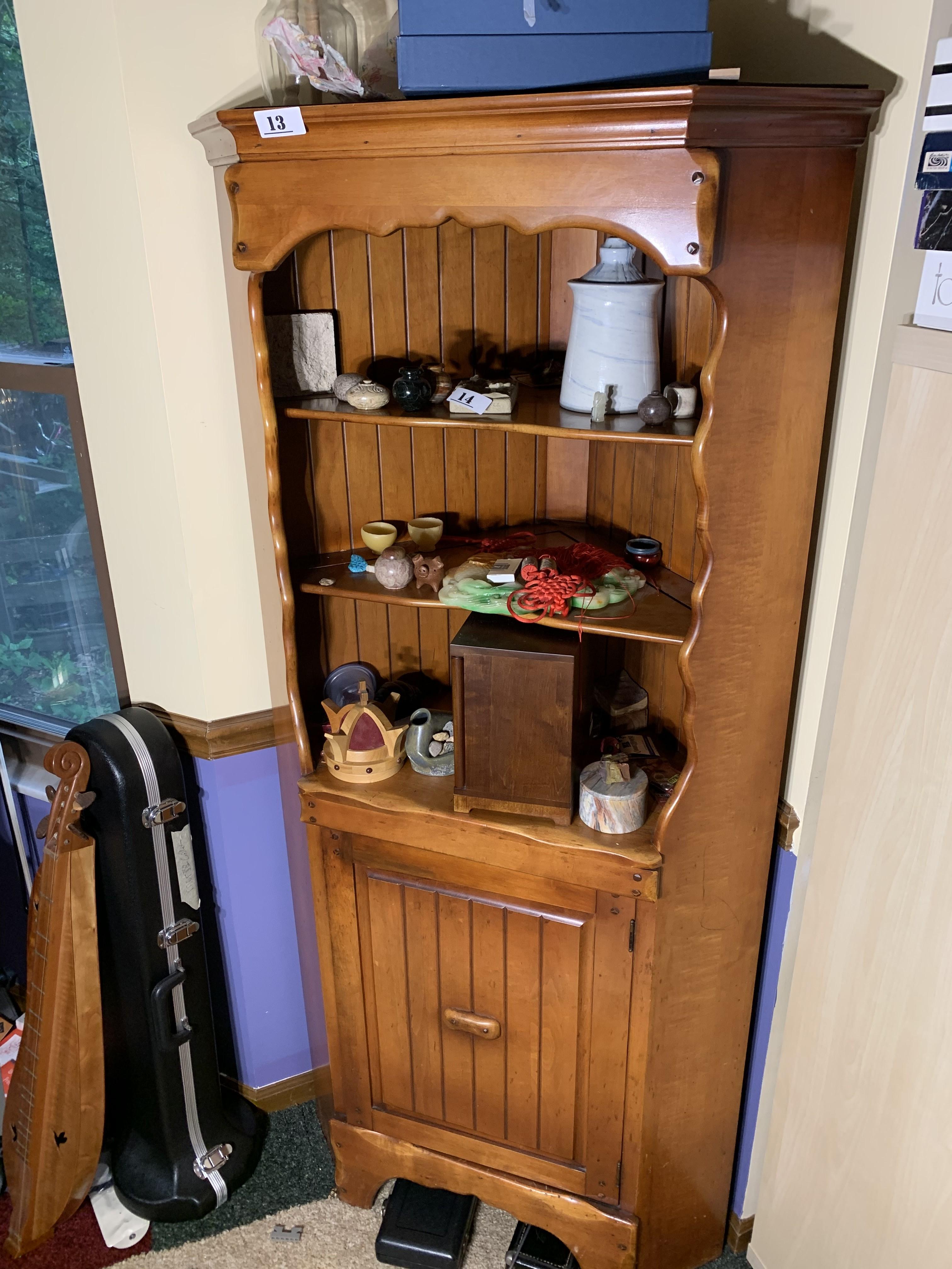 Vintage Maple Corner Cupboard