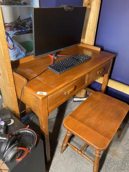 Vintage Maple Desk and Stool