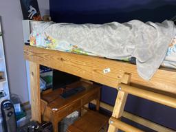 Heavy timber loft bed with ladder