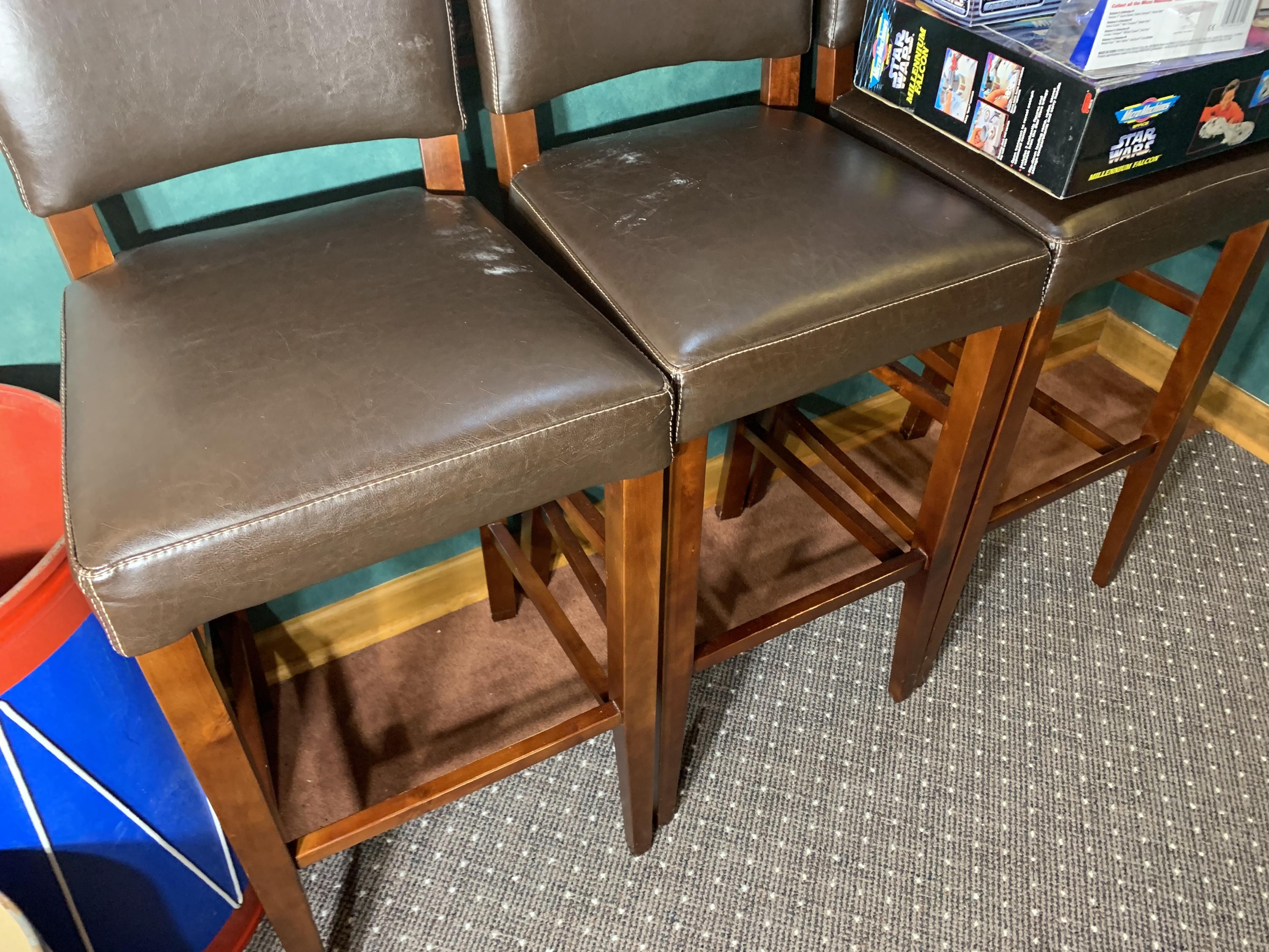 Group lot of three bar stools or raised chairs