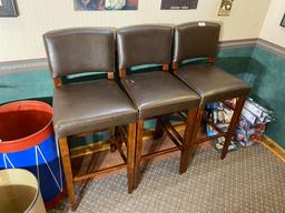 Group lot of three bar stools or raised chairs