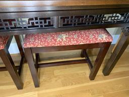 Asian or Chinese Style Console Table and Two Stools