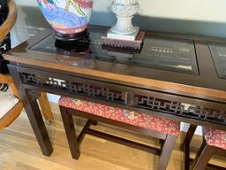 Asian or Chinese Style Console Table and Two Stools