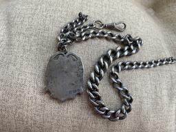 Hallmarked Heavy Sterling Silver Fob and Chain