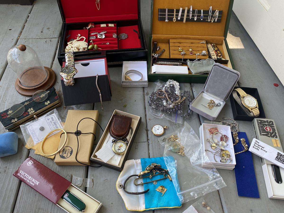 Large lot assorted watches, costume jewelry etc