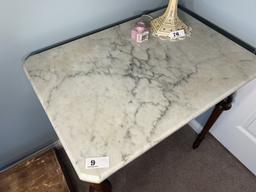 Antique Marble Top Table plus old box