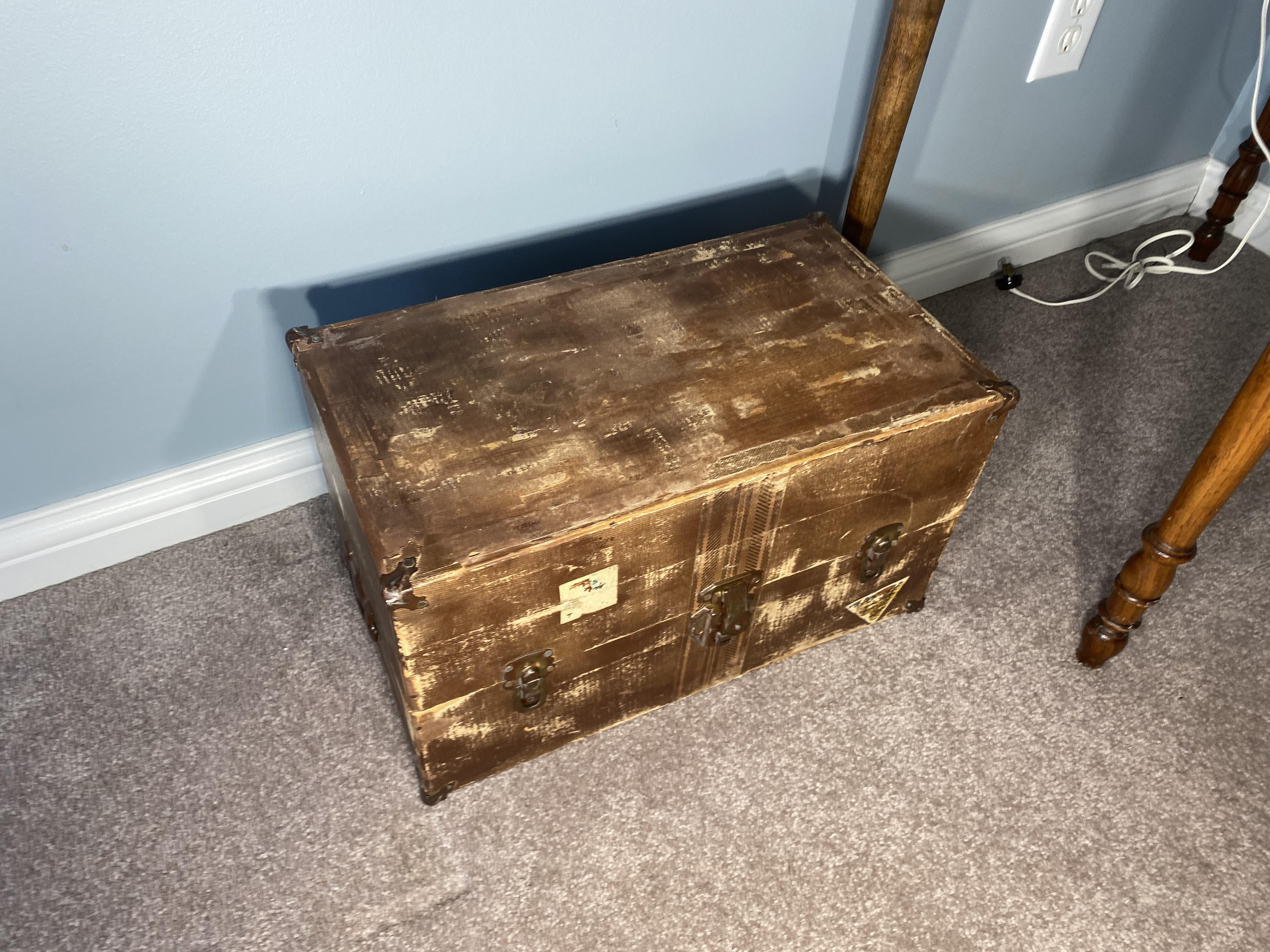 Antique Marble Top Table plus old box