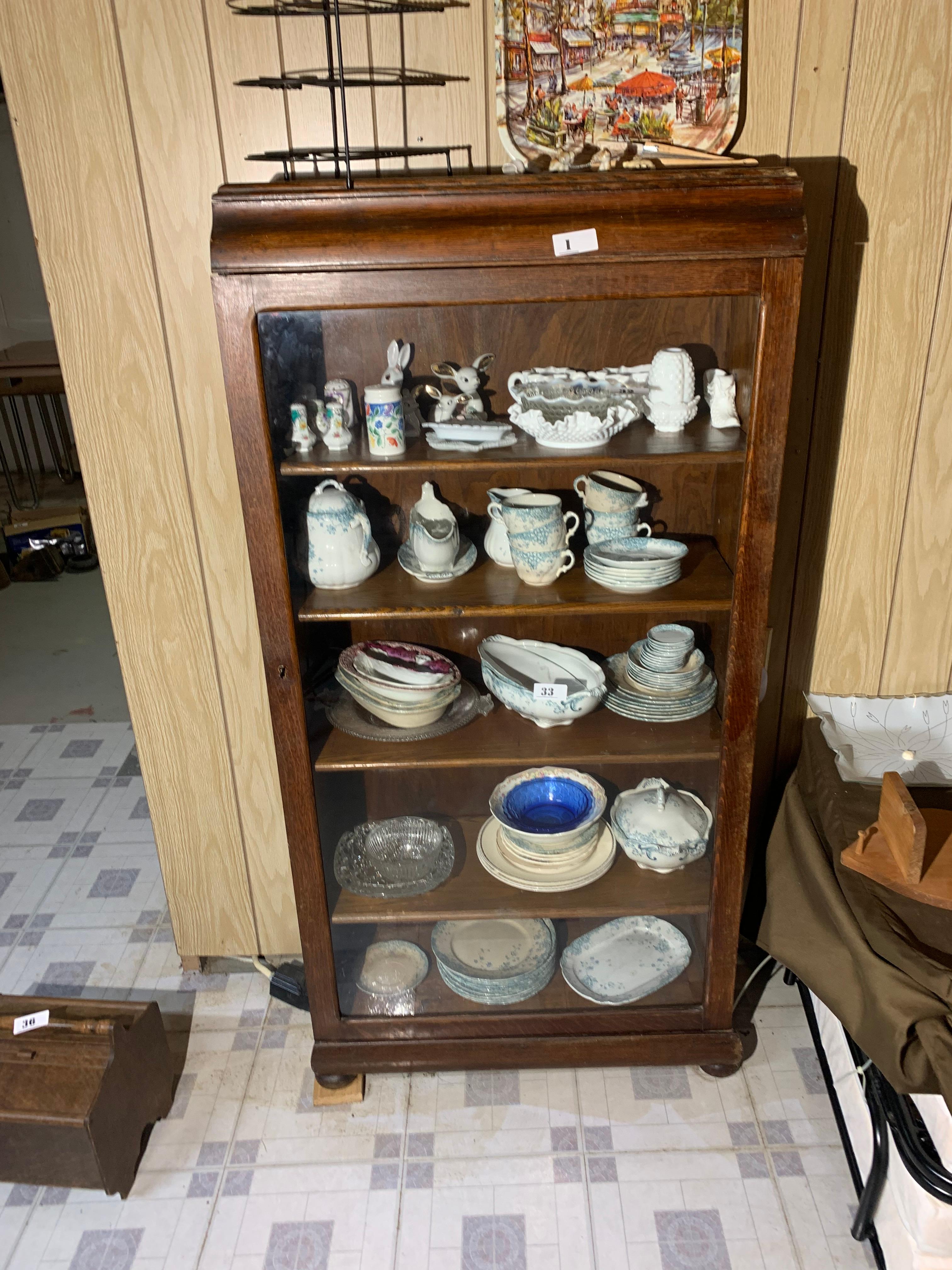 Antique Oak Glass Front Bookcase