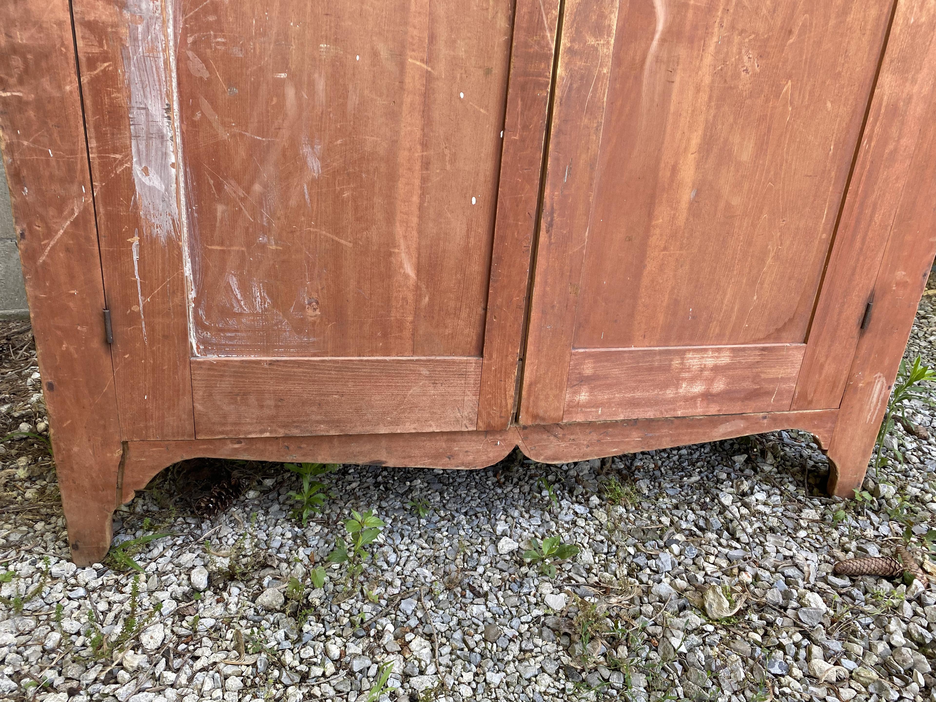 Fantastic Early Large Flat Wall Cupboard w/Original Paint