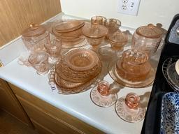 Large lot of pink depression glass