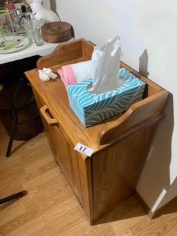 vintage Oak Kitchen Trash Can Cabinet