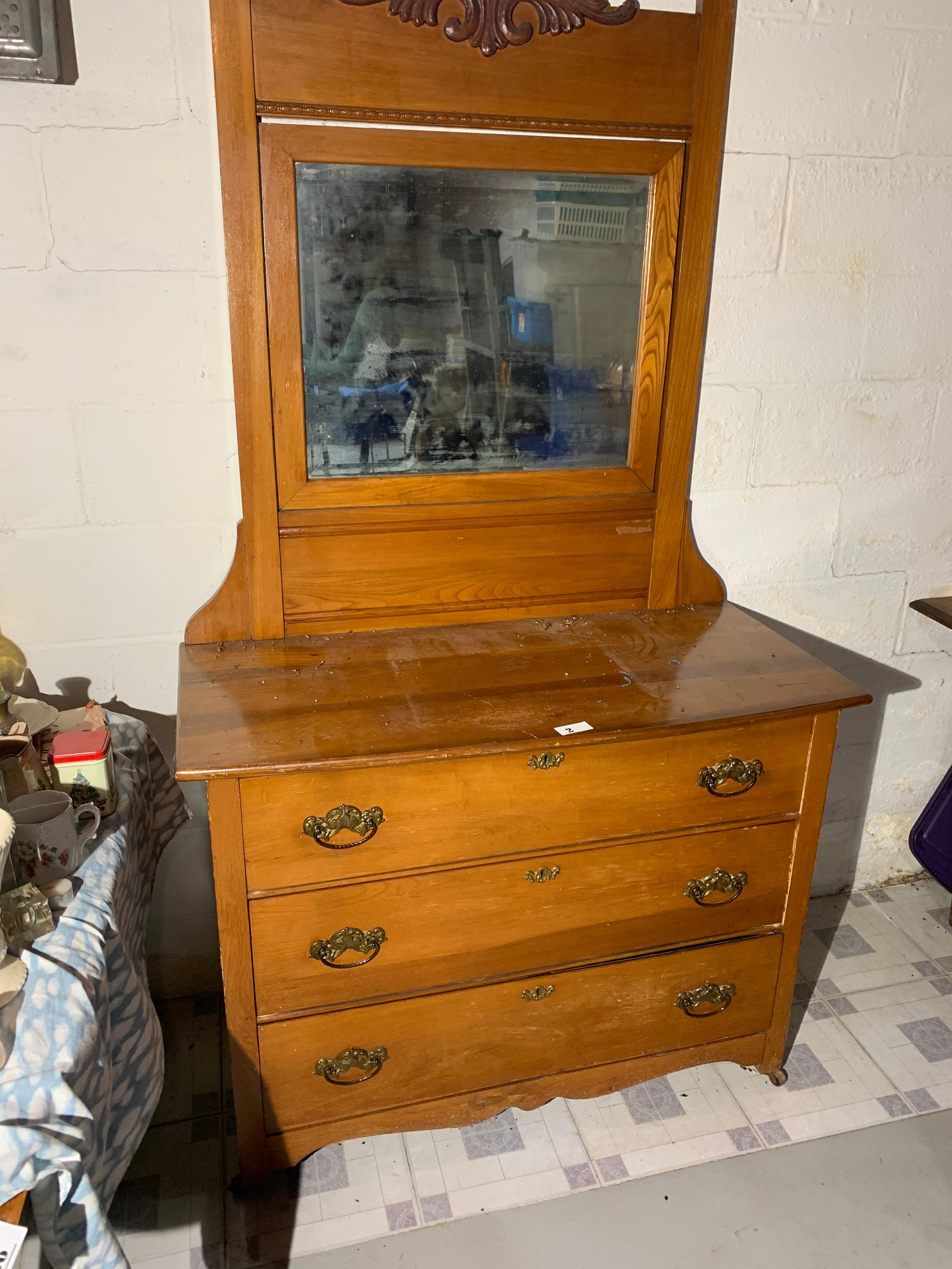 Antique Oak Dresser with Mirror