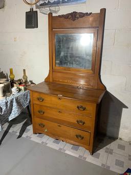 Antique Oak Dresser with Mirror