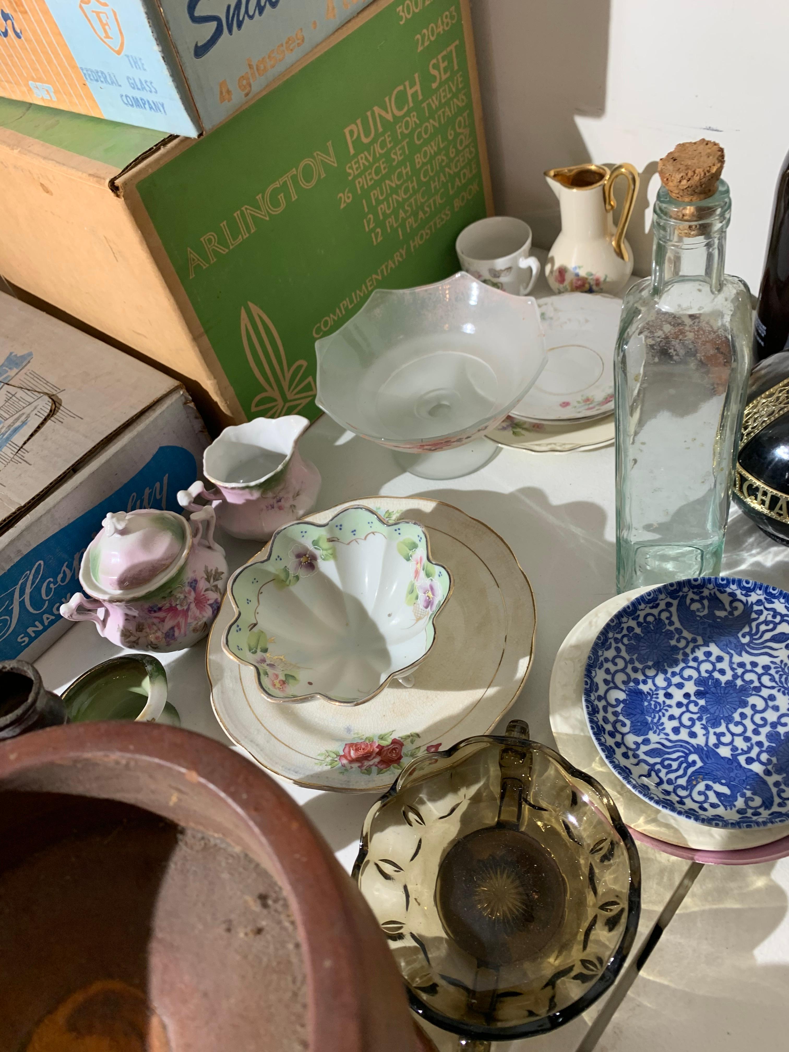Group lot of vintage glass and more
