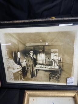 Two Antique Photos - Mill and Railroad office