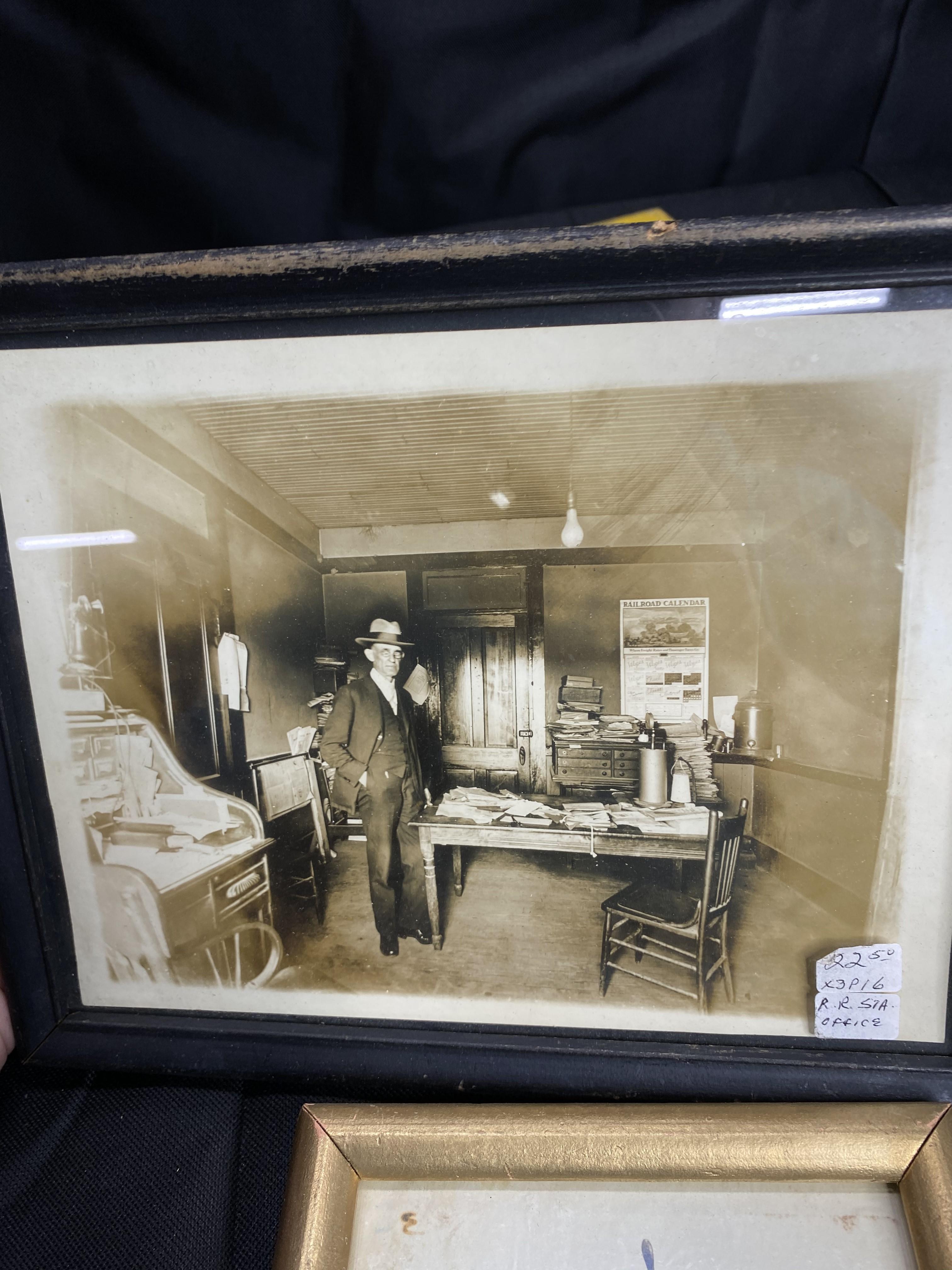 Two Antique Photos - Mill and Railroad office