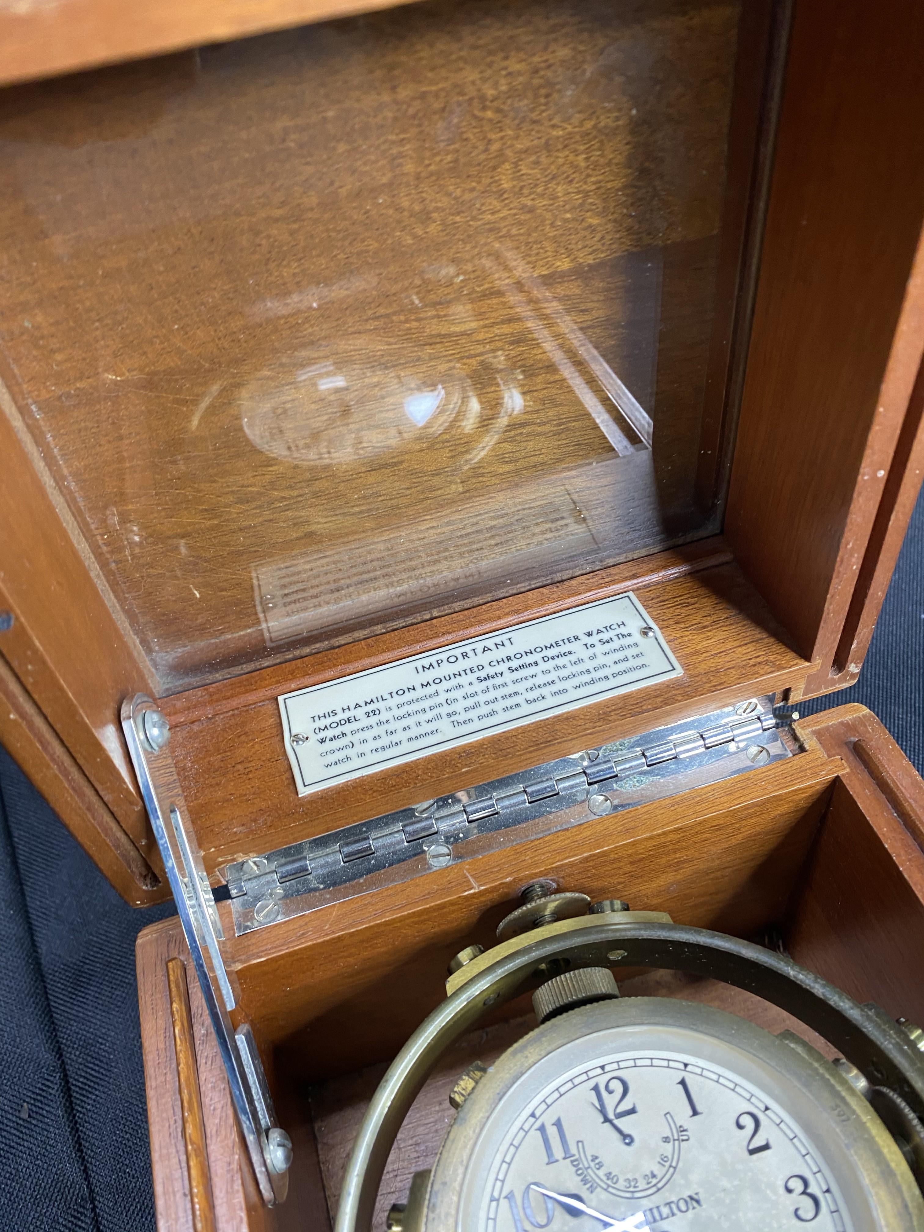 Vintage Hamilton Ship's Chronometer in Gimballed case