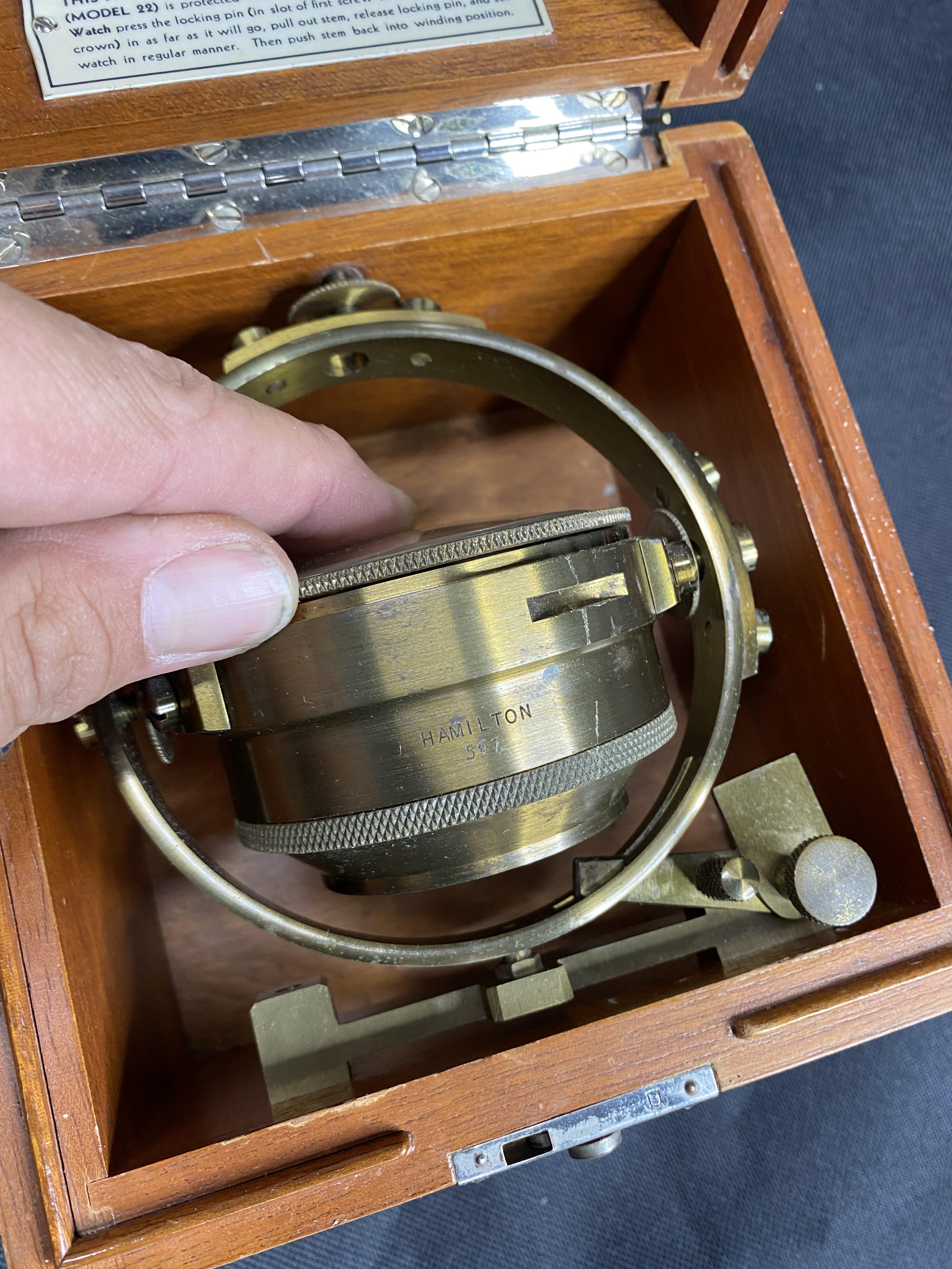 Vintage Hamilton Ship's Chronometer in Gimballed case