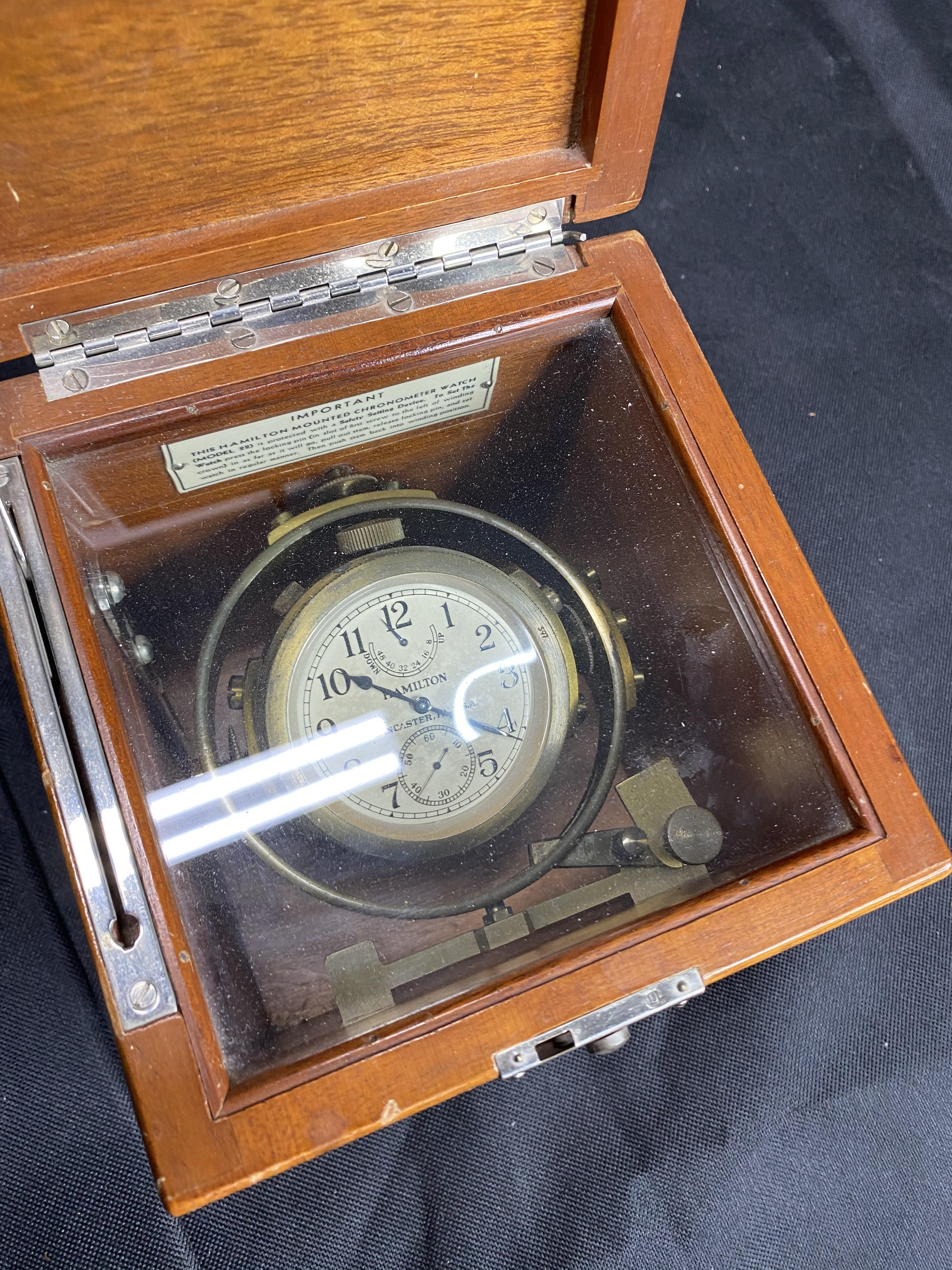Vintage Hamilton Ship's Chronometer in Gimballed case