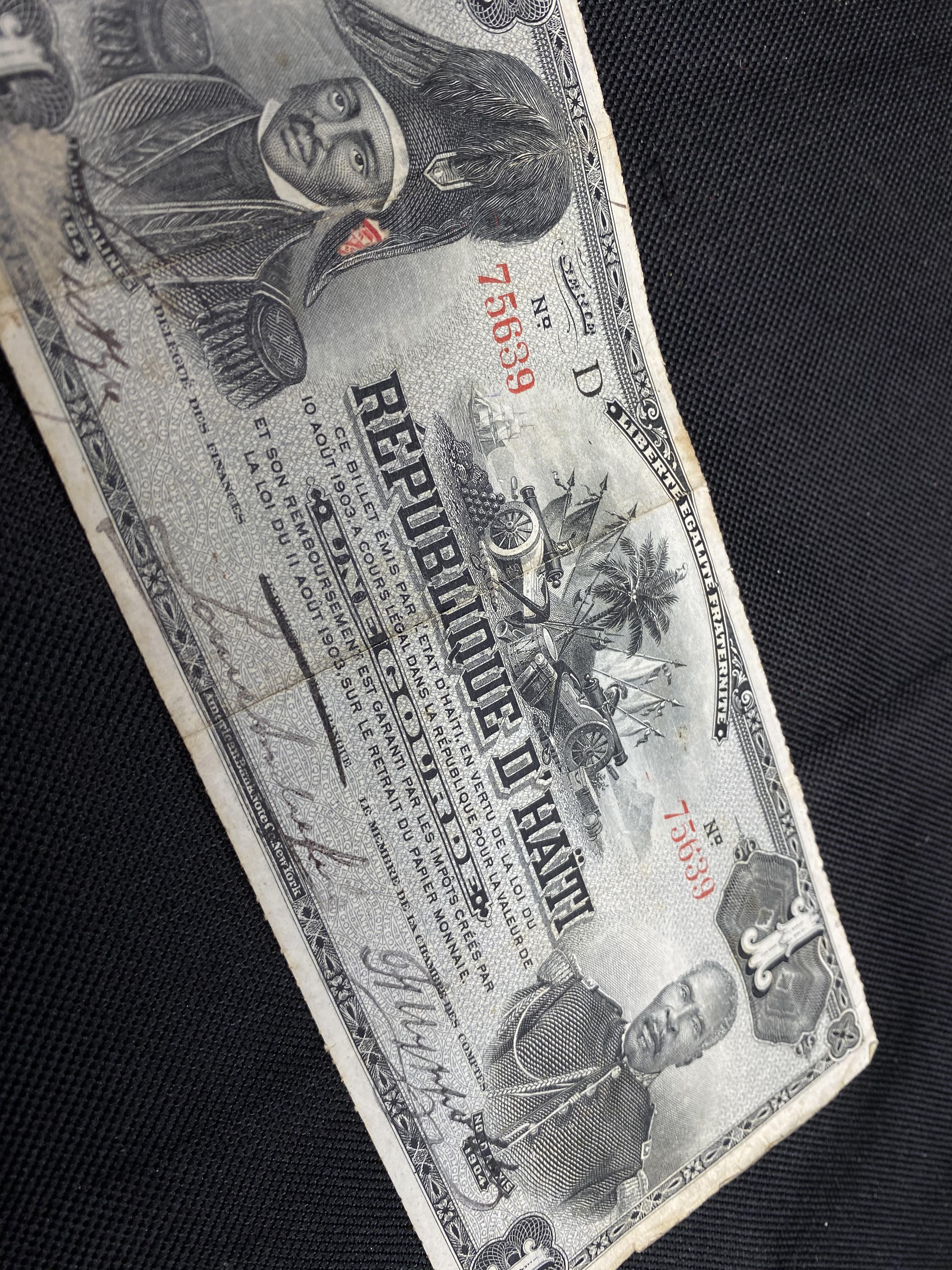Rare Republique D'Haiti Bank Note