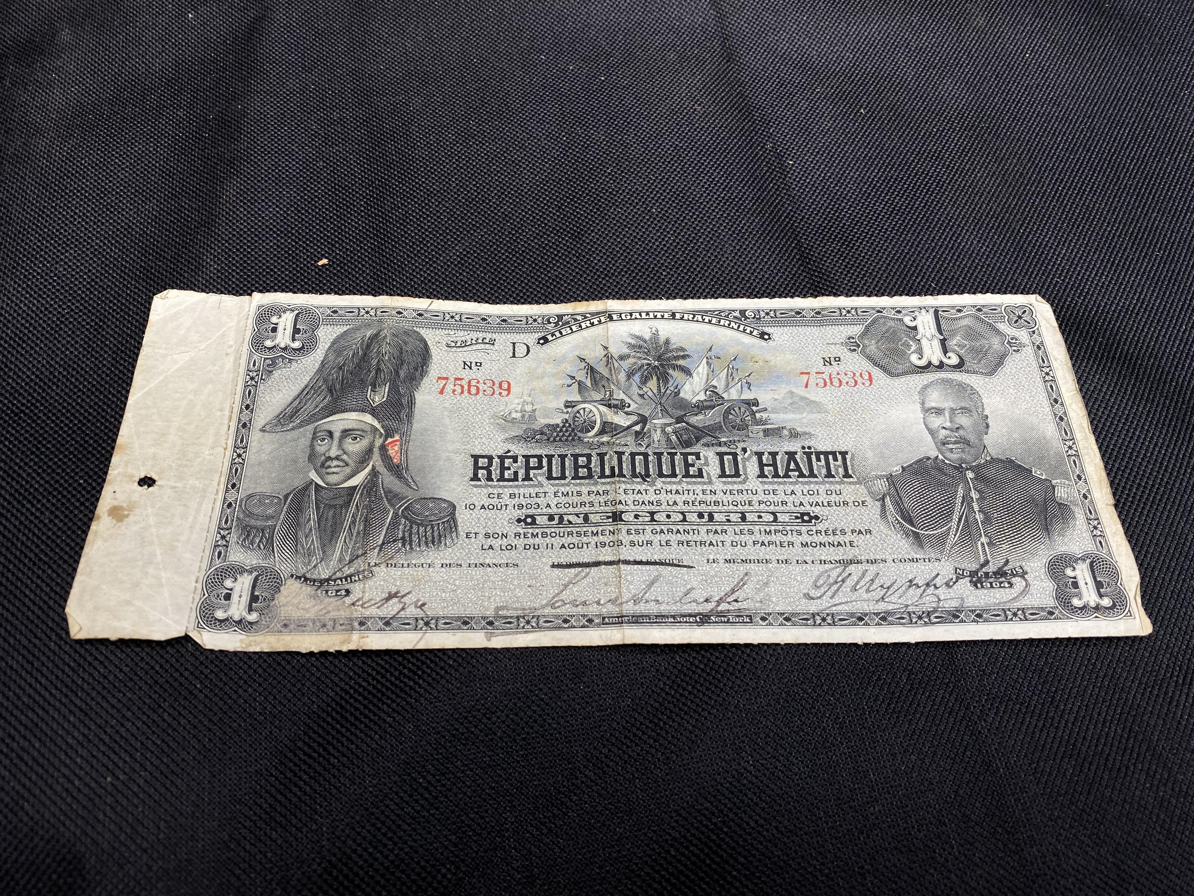 Rare Republique D'Haiti Bank Note