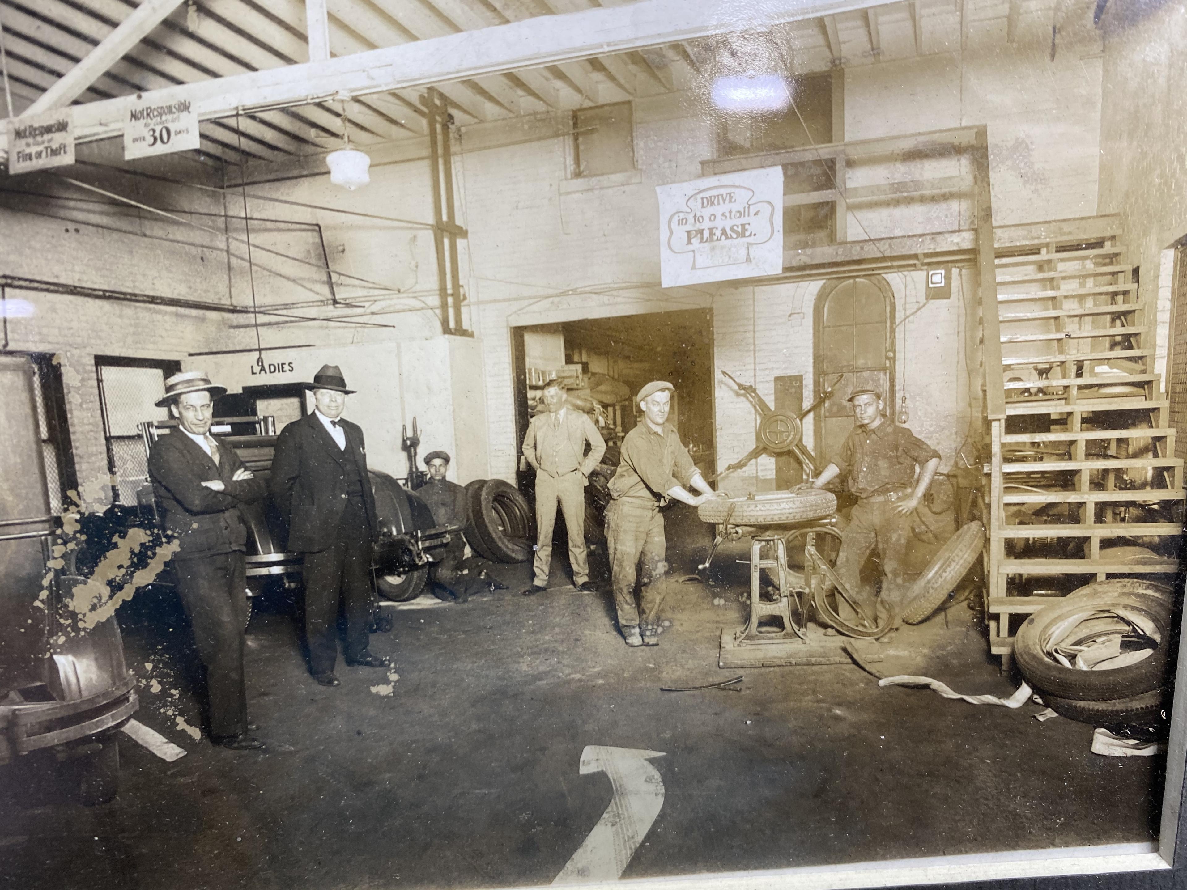 Rare Interior Photo of an Early Automobile Tire Shop