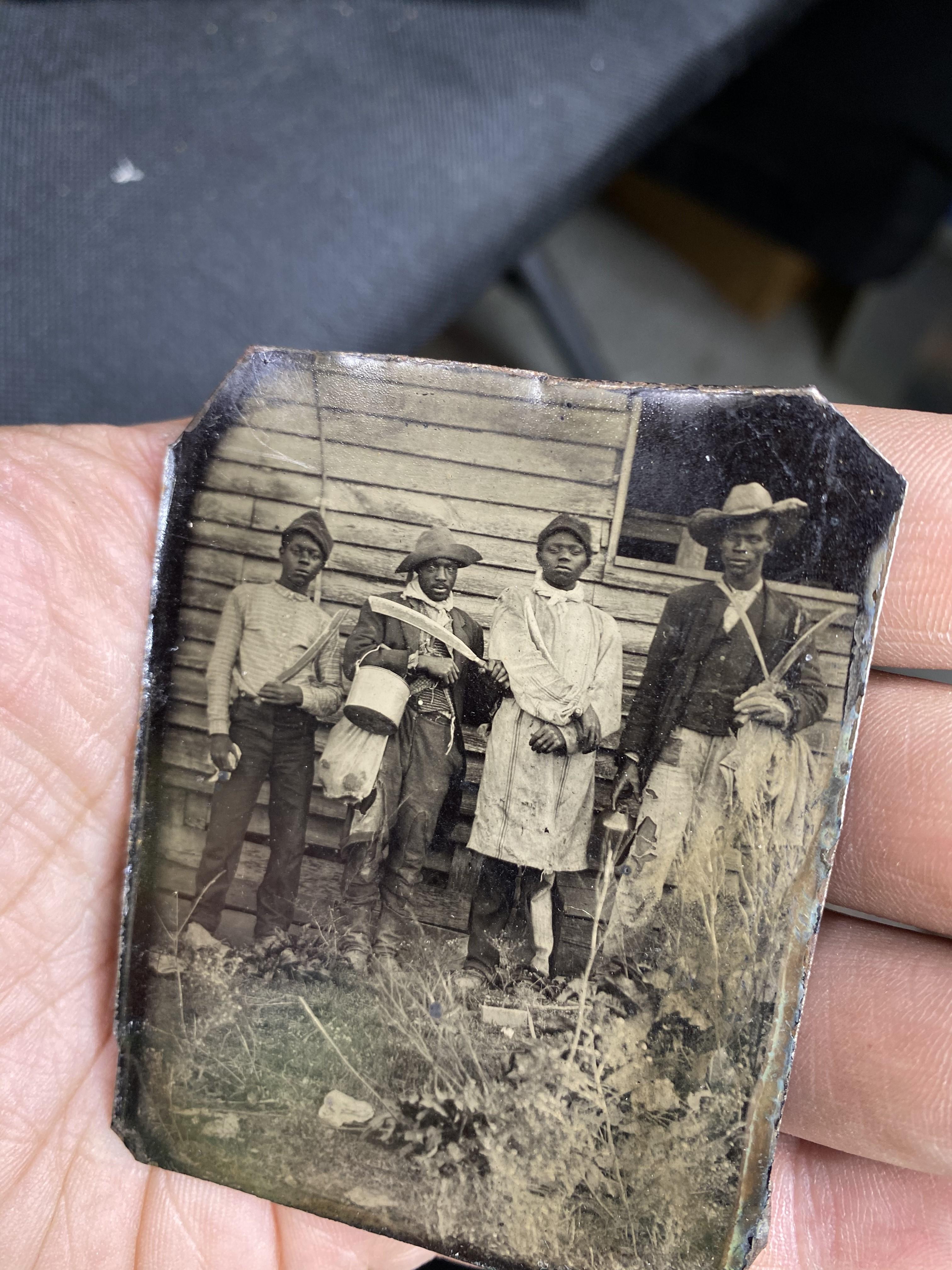 Rare c. 1860s Tintype Photo African American Black Farm Laborers