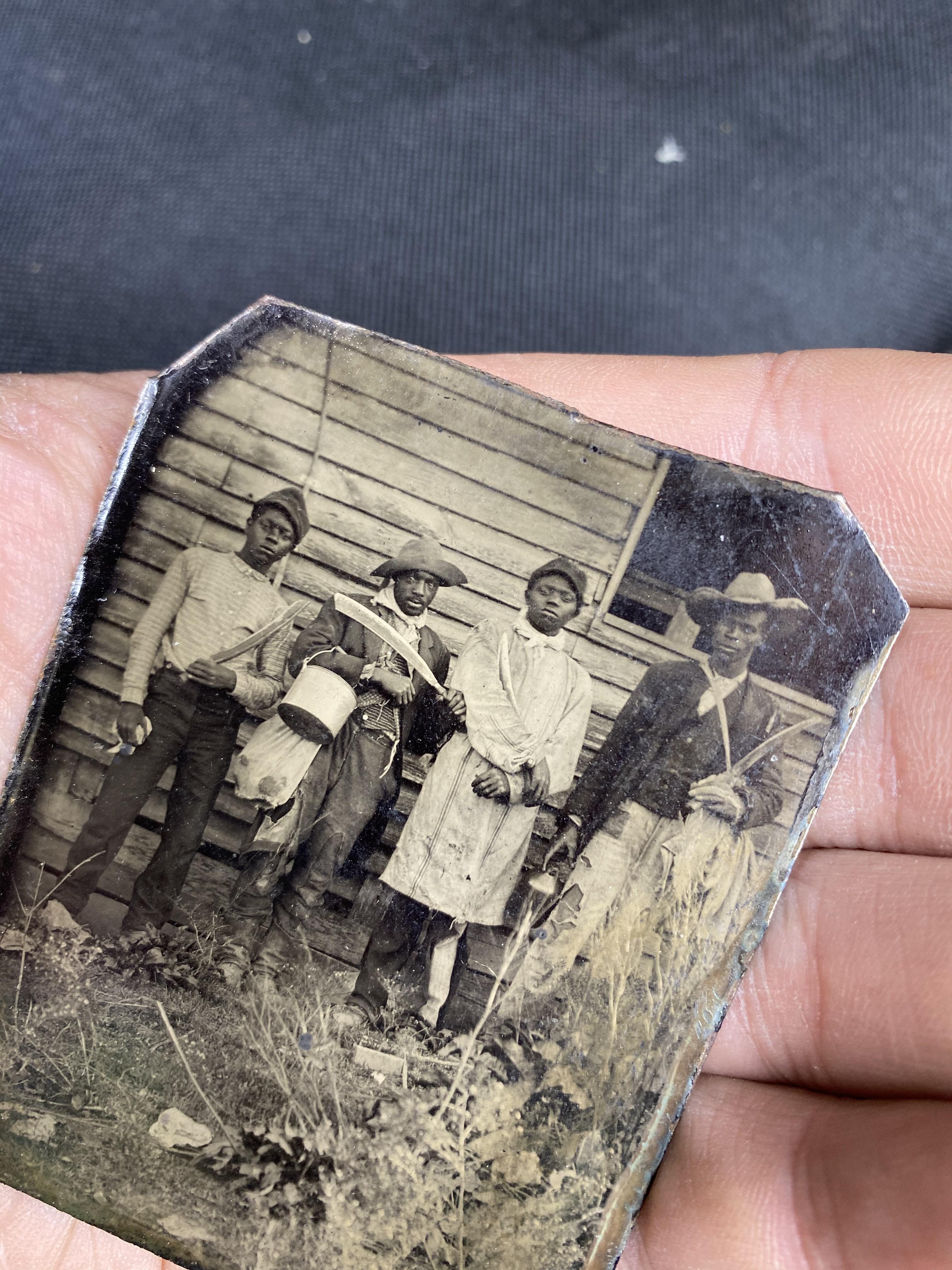 Rare c. 1860s Tintype Photo African American Black Farm Laborers