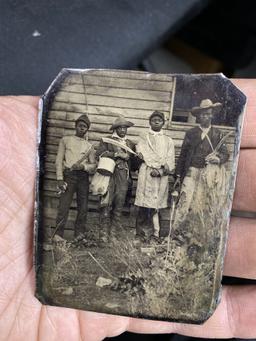 Rare c. 1860s Tintype Photo African American Black Farm Laborers