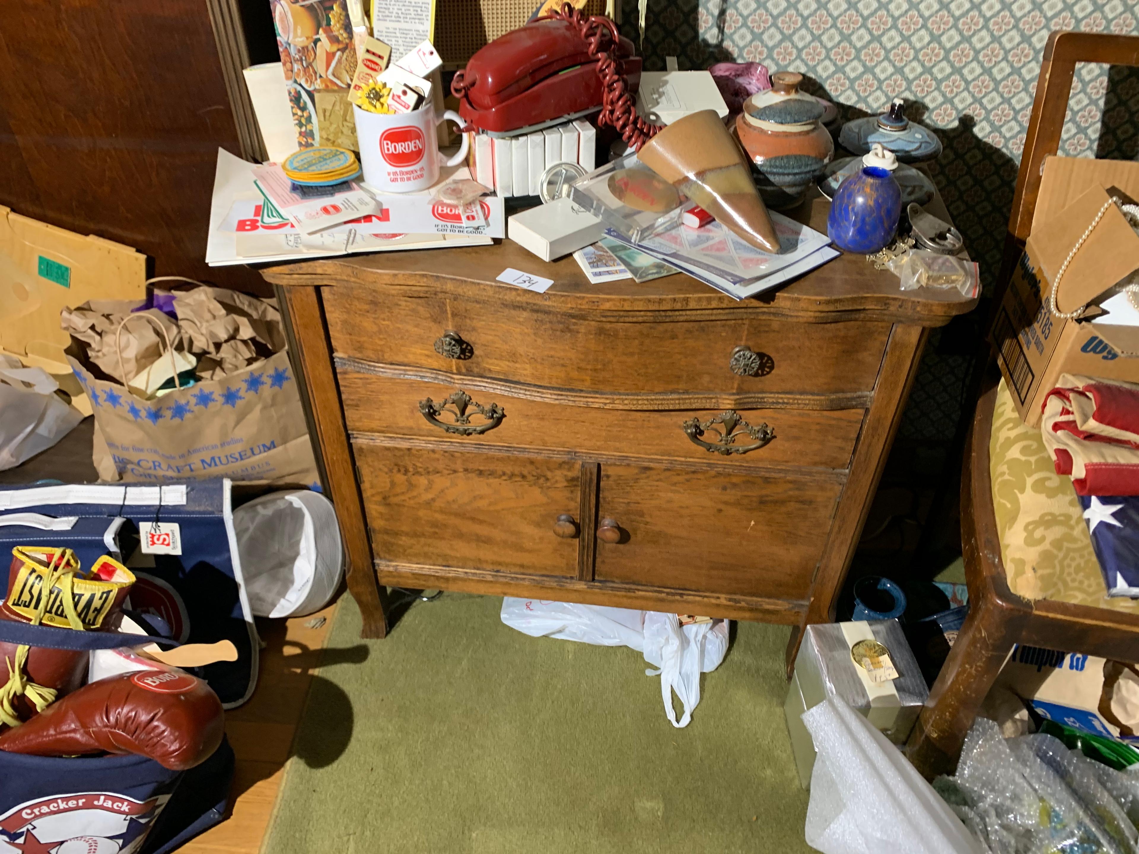 Small antique oak cabinet