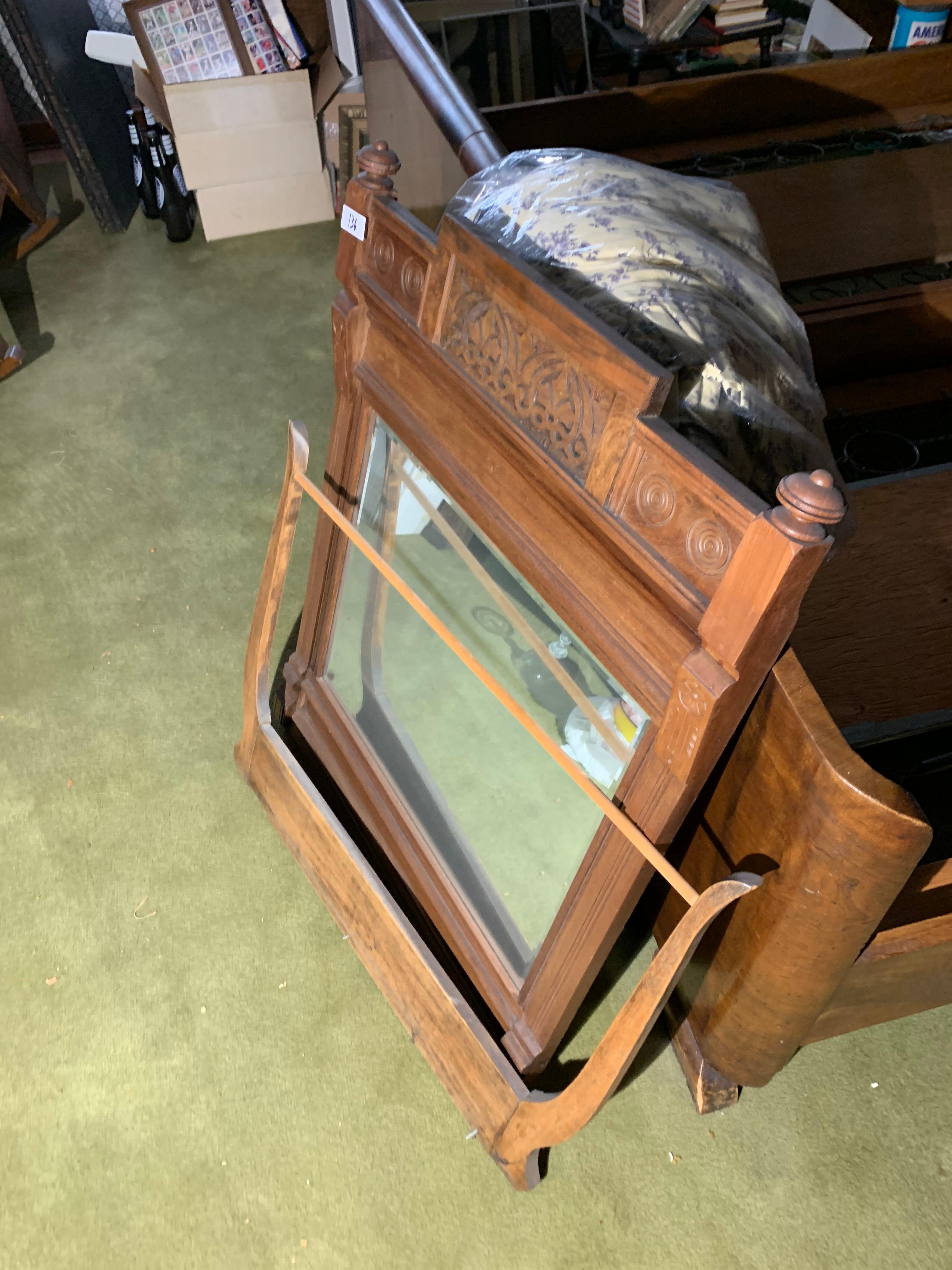 Antique mirror and towel bar