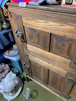 Antique Oak and Tin Lined Ice Box