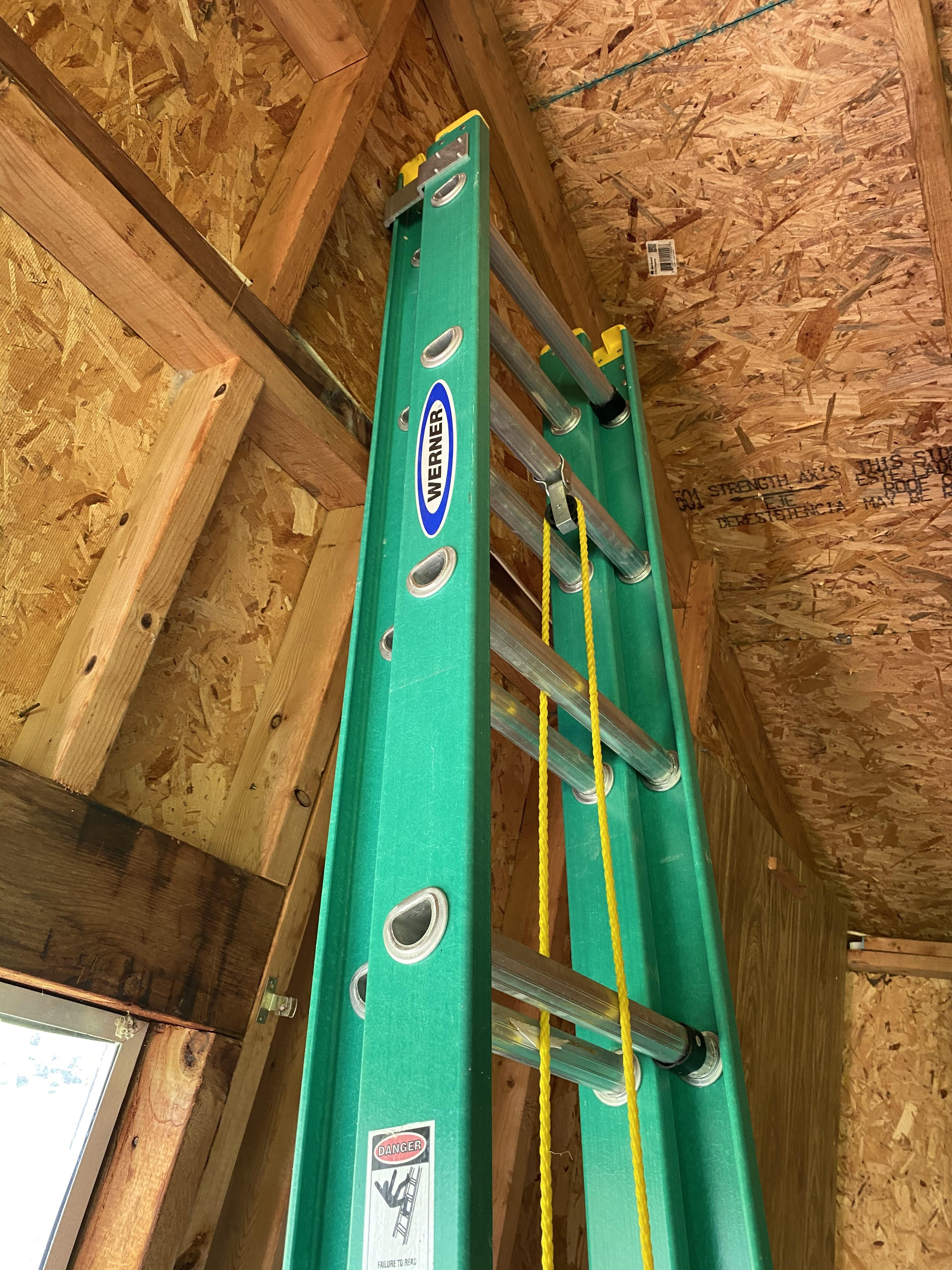 Nice Green Fiberglass Extension ladder by Werner