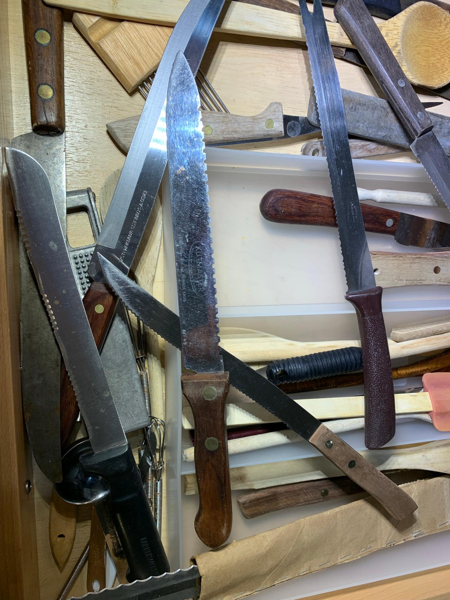 Great Group of Kitchen Knives.  See Photos for Names.
