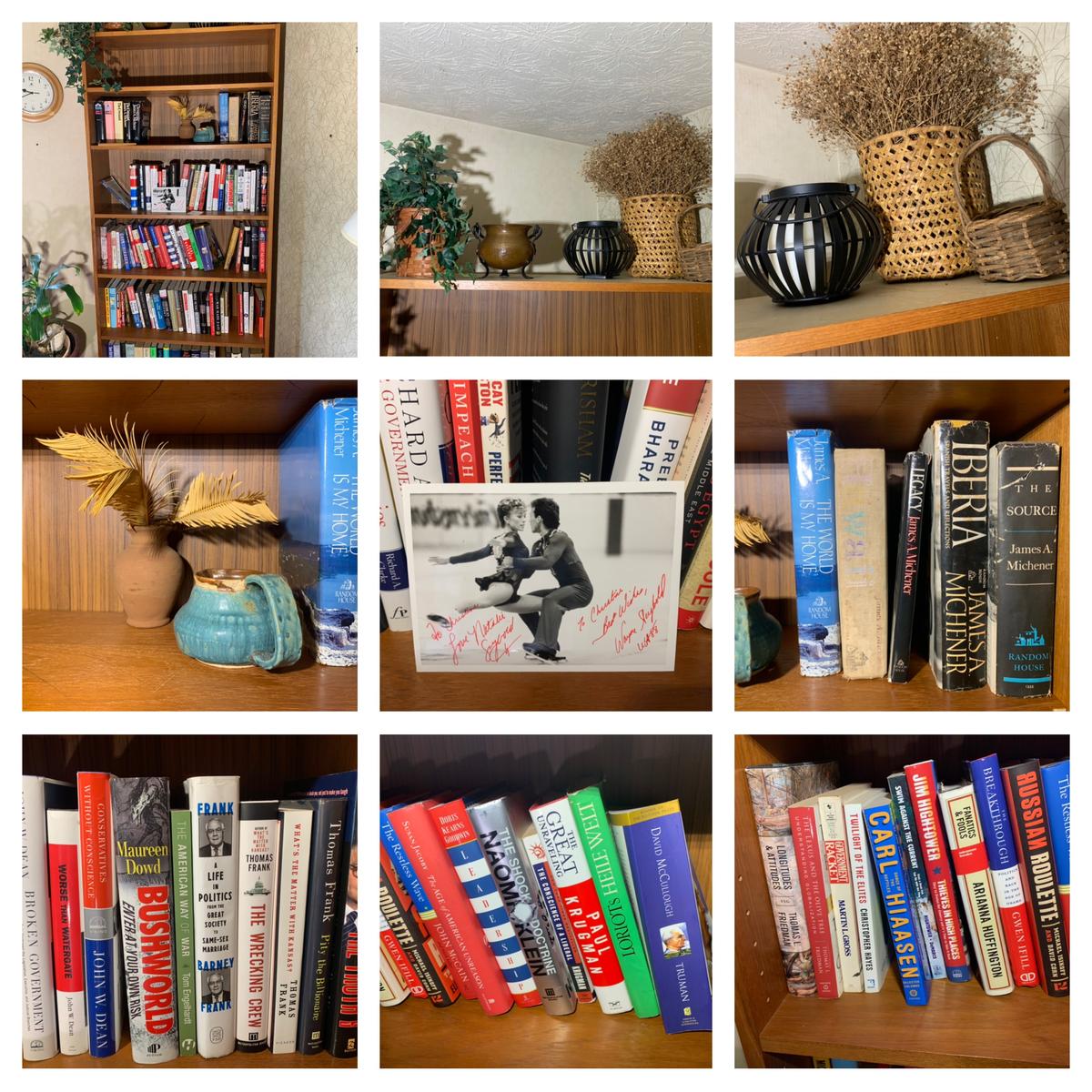 Bookcase with Contents - Decorative Items, Books & More.  See Photos for Titles.