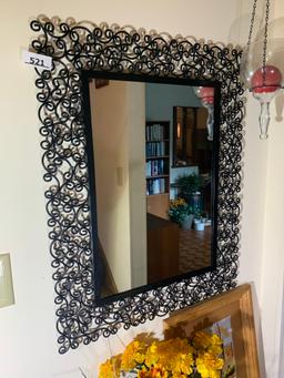 Mirror, Wicker Cabinet Shelf, Art Work, Wind Chimes & More